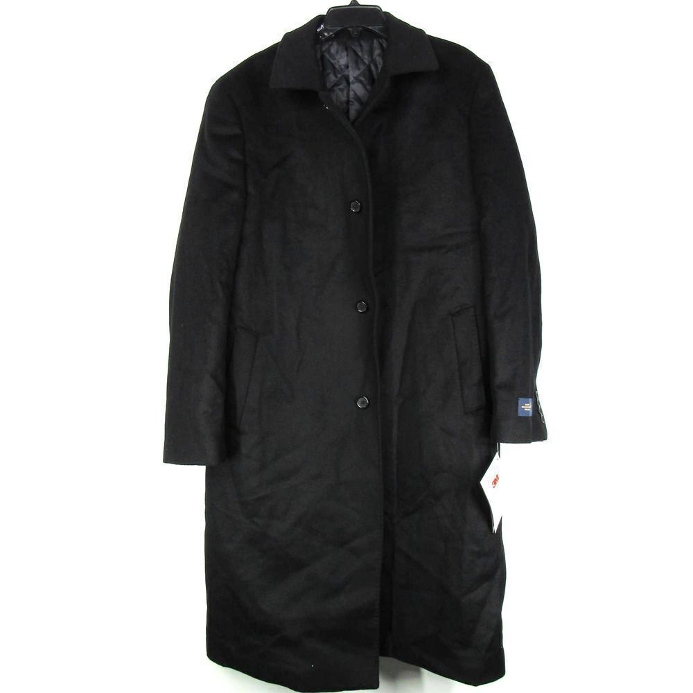 Hart Schaffner Marx Stanley Classic Fit Wool & Cashmere Overcoat in Black SZ 44R - Picture 2 of 6